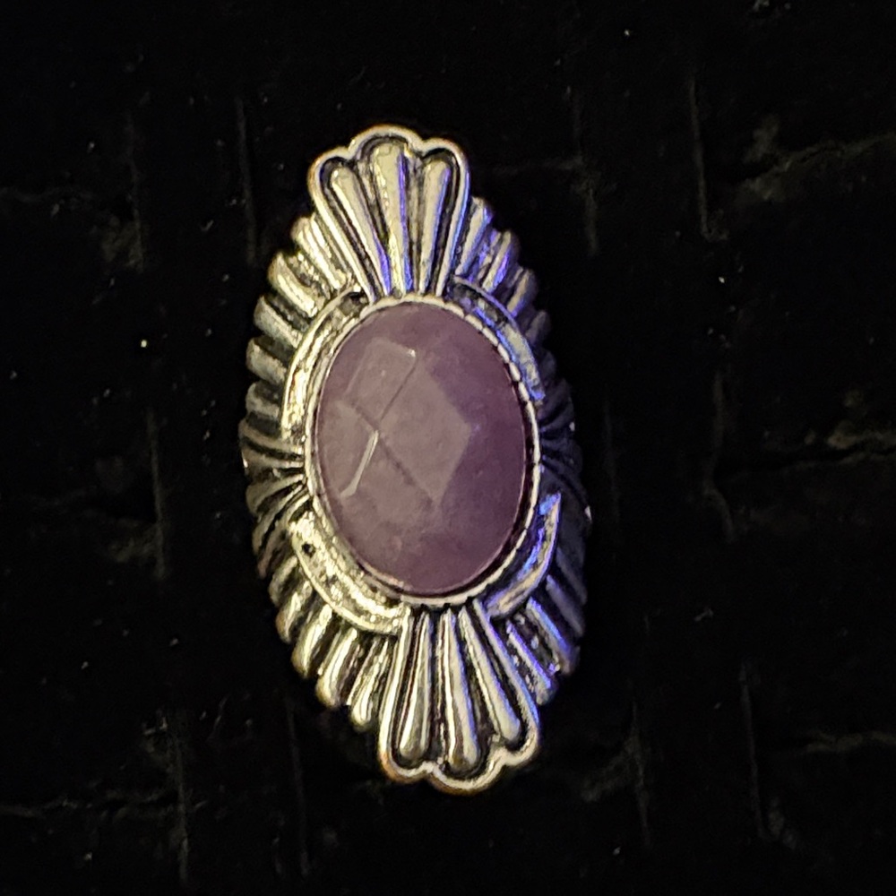 Elegant Silver and Purple Women's Ring